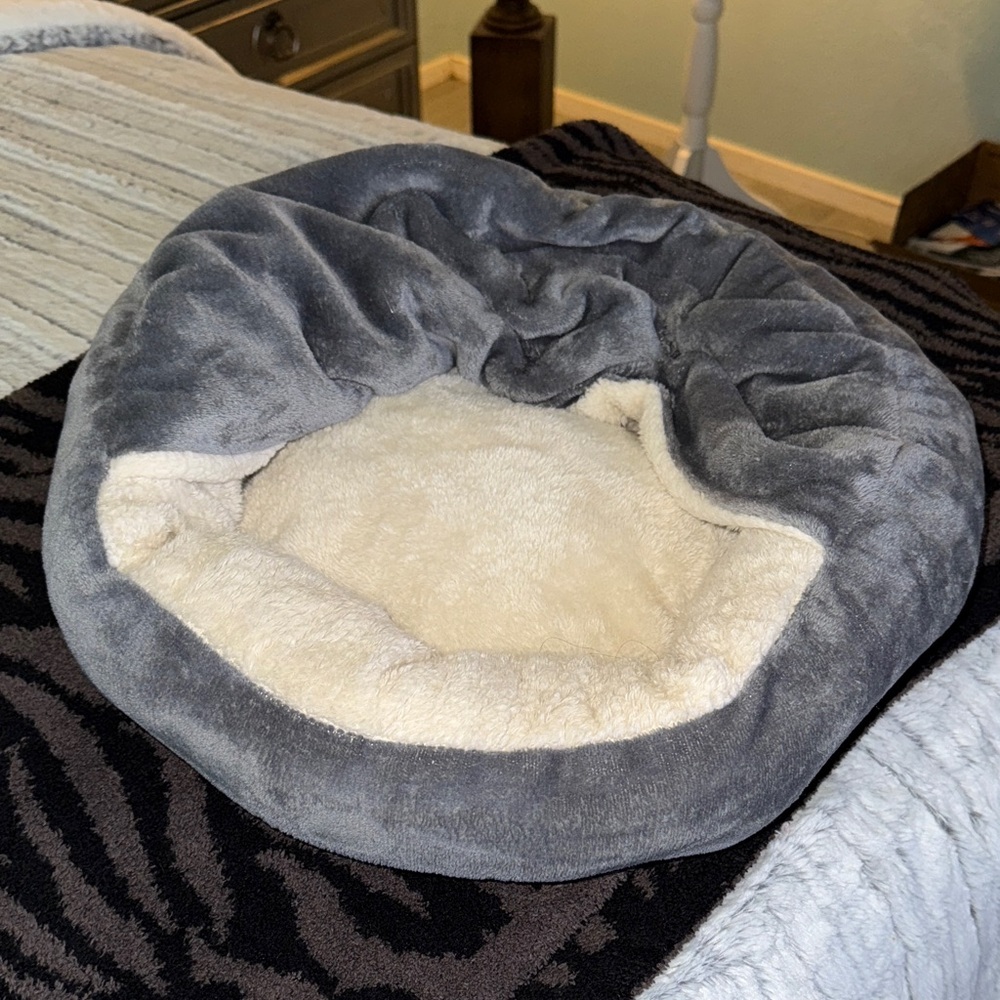 Gray and Cream Pet Bed
